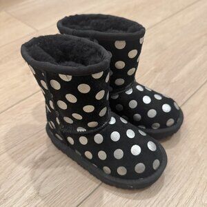 UGG Classic Short Black Metallic Silver Polka Dot Boots Sz 9